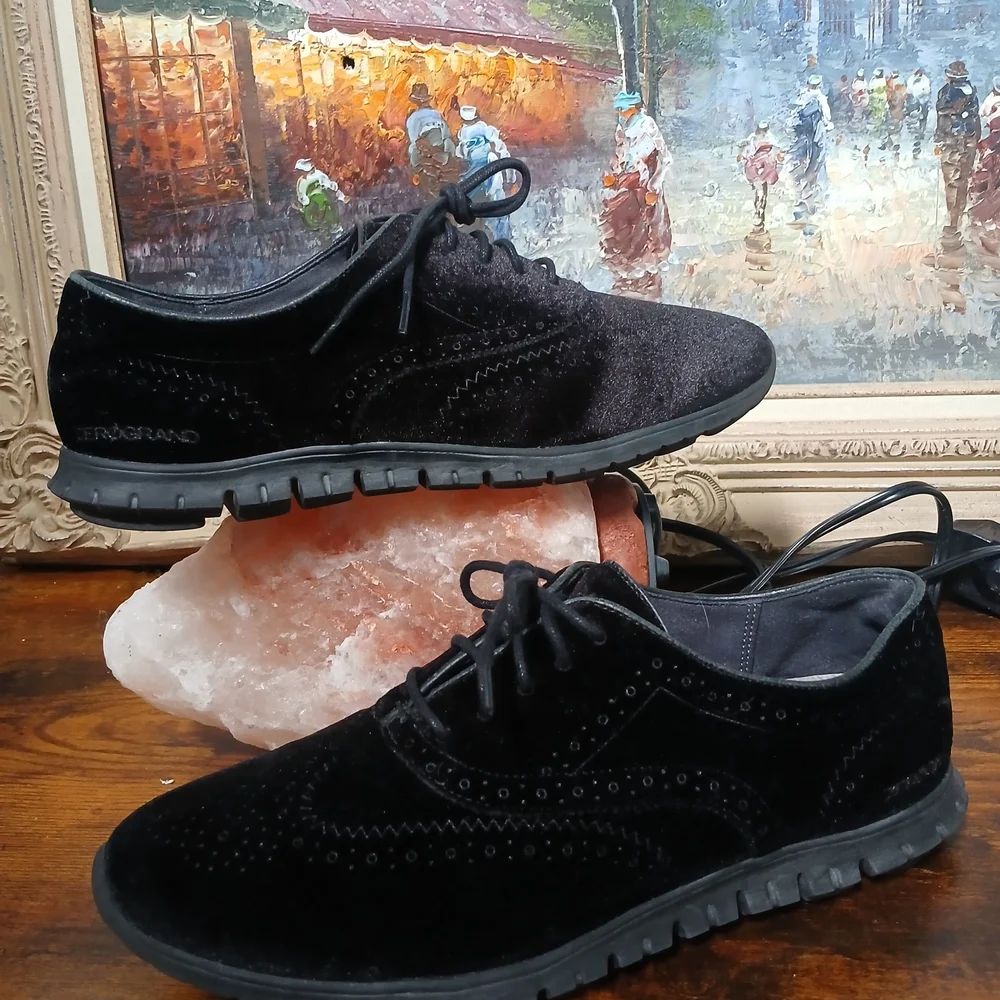 Cole Haan Black Velvet Oxfords 8.5 - Picture 1 of 7